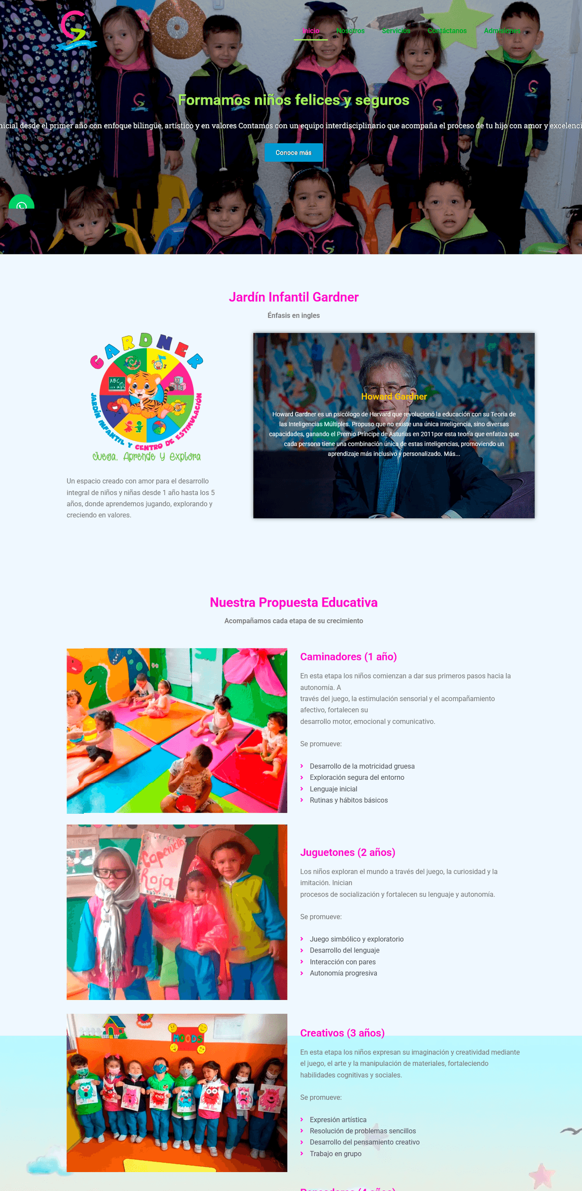 Captura del proyecto Gardner Jardín Infantil