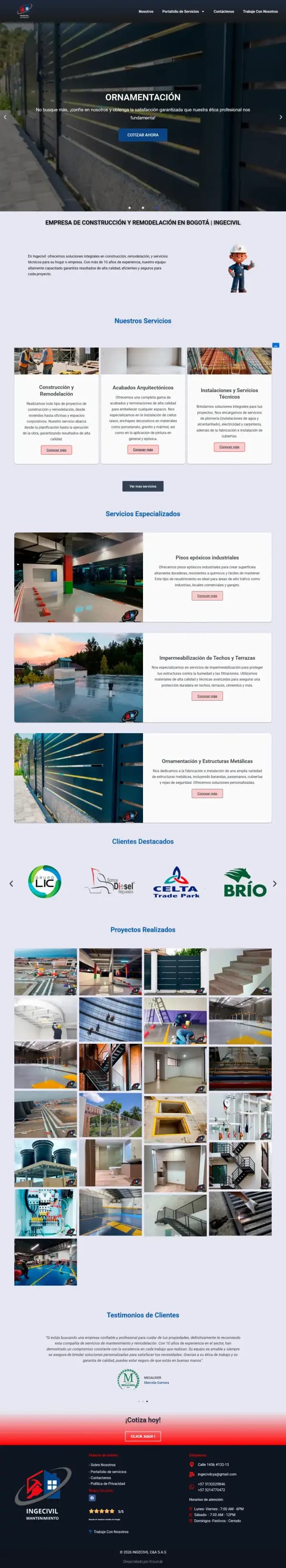 Captura del proyecto Ingecivil Mantenimiento